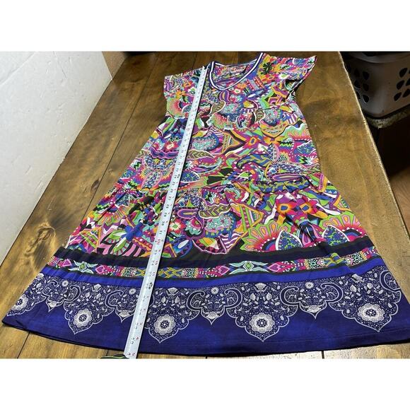 Johnnie Was The Janie Favorite Tiered Tea Length Dress Mix Paisley Pattern XS - Picture 6 of 10